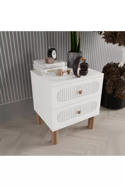 НОЩНО ШКАФЧЕ SOHO 2 ЧЕКМЕДЖЕТА - MDF КАПАК бяло