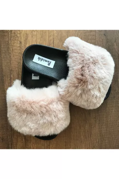 Damespoederzachte, losse, pluizige, enkelband zomerslippers