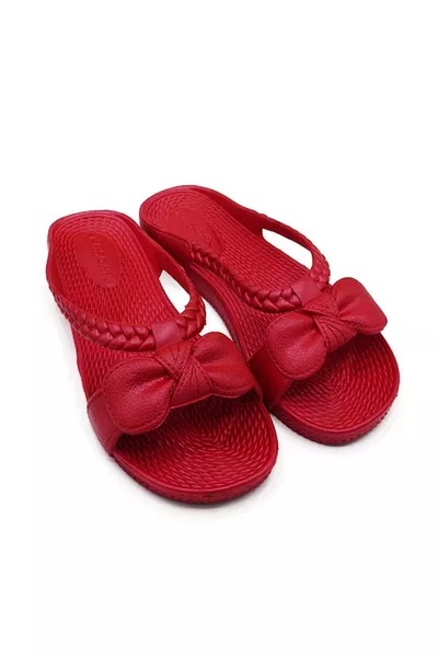 صندل نسائي بأرضية مقاومة للانزلاق - للحمام والشرفة والشاطئ والشارع - أحمر مقاس 