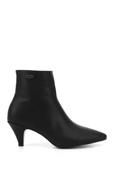 حذاء نسائي / فتيات بكعب نحيف وسوداء بسحّاب وذو مقدمة مدببة