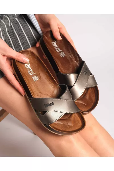 Grijze Orthopedische Slippers met Kruisband