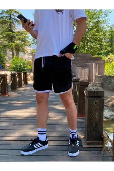 Мужские чёрные повседневные шорты в полоску из хлопка для баскетбола, футбола, фитнеса, спорта, бега, бермуда