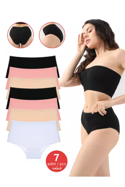 سروال داخلي نسائي يومي عالي الخصر ملون من باتو، عبوة 7 قطع