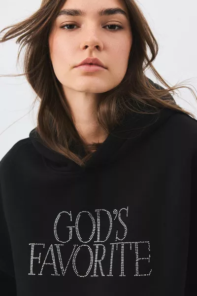 Unisex God's Favorite Sweatshirt mit Steinprint, Schwarz