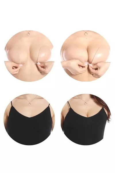Transparent Silicone Bra Nude Strapless Adhesive Push-Up for Low-Cut Outfits and Evening Dresses