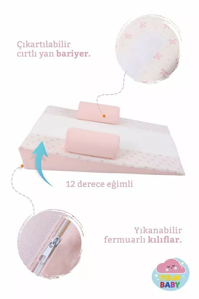 سرير رضاعة للأطفال مع ارتجاع المريء (بودرة-فيونك) قابل للغسل، ذو غطاء قابل للغسل، أرثوبيدي، مقعد أطفال