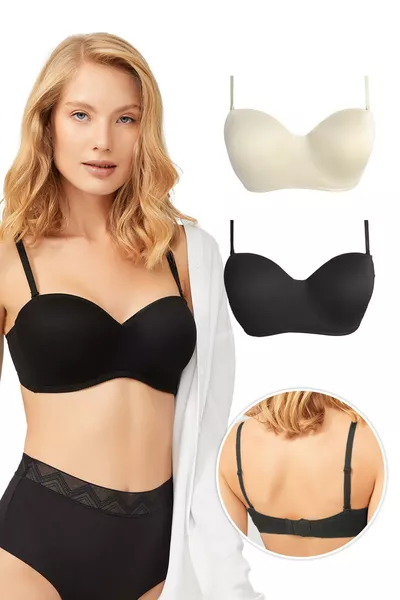 Градник без подплата с банели и стегната форма, без презрамки, пакет от 2 броя