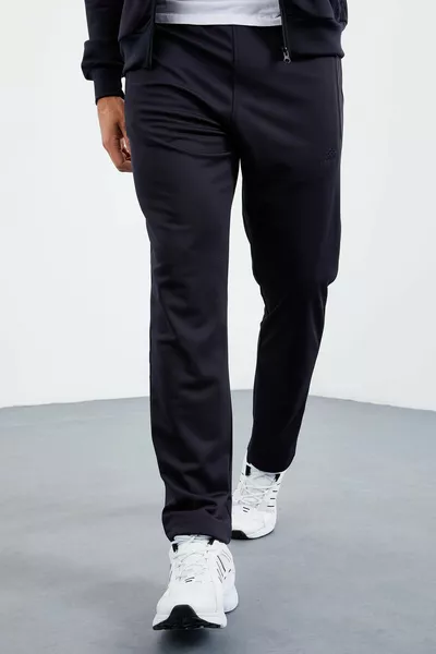 Tuta da uomo con zip, collo alto, colore blu scuro, modello standard, pantaloni classici - 