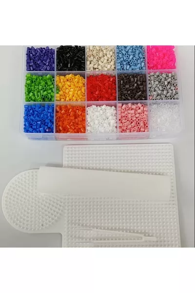Set de perles autocollantes pour enfants Hamarat avec fer à repasser - Lot de 5 gabarits de perles taille midi avec pince
