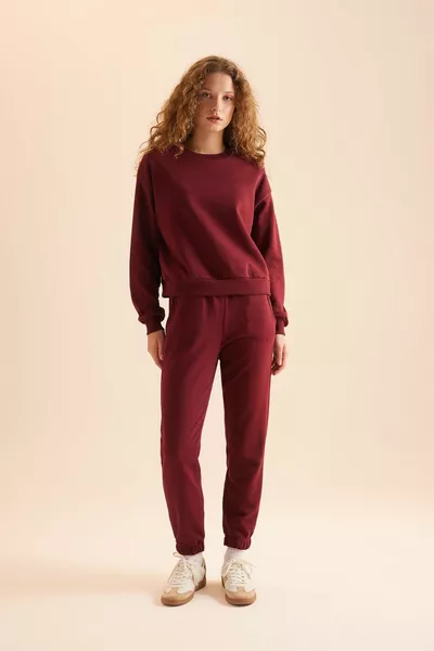 طقم رياضي للجنسين مقاس عادي، تصميم أساسي، قماش سميك مبطن داخلياً، AXNS