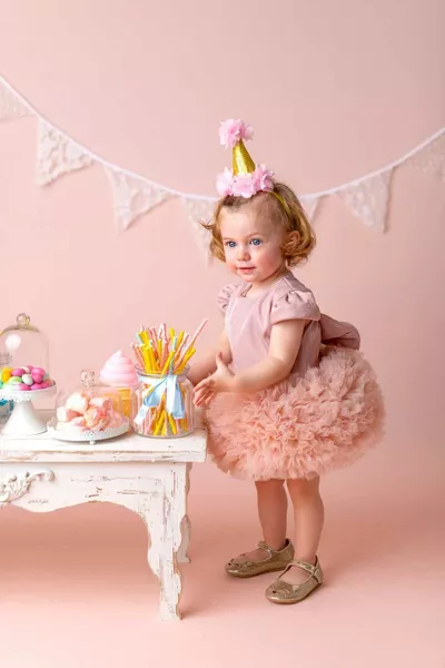 Meisjesjurk met poederkleurige tutu Queen New Candy