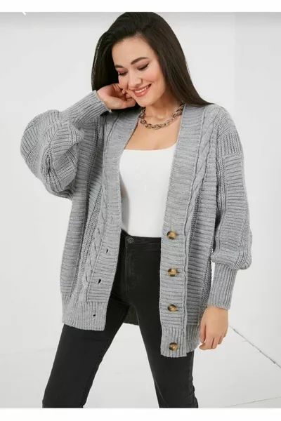 Women's Beige Knitted Pattern Cardigan