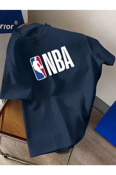 Unisex Herren/Damen BASKET/NBA Farblich bedrucktes Oversize-Baumwoll-T-Shirt mit Rundhalsausschnitt