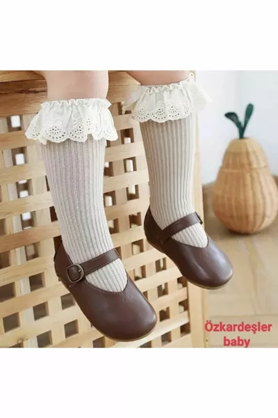 جوارب أطفال فوق الركبة بالدانتيل