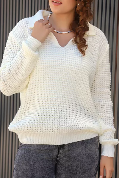 Вязаный свитер с воротником-поло, меланжевой структуры, длинными рукавами, свободного кроя, зимний, плотной вязки