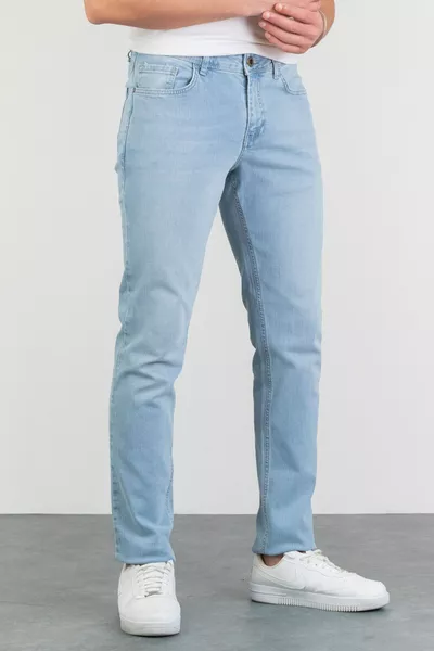 Herren MICHAEL Eisblau Stonewashed Slim Fit Stretch-Jeans