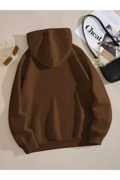 BROWN UNISEX HOODED SWEATSHIRT HOODIE