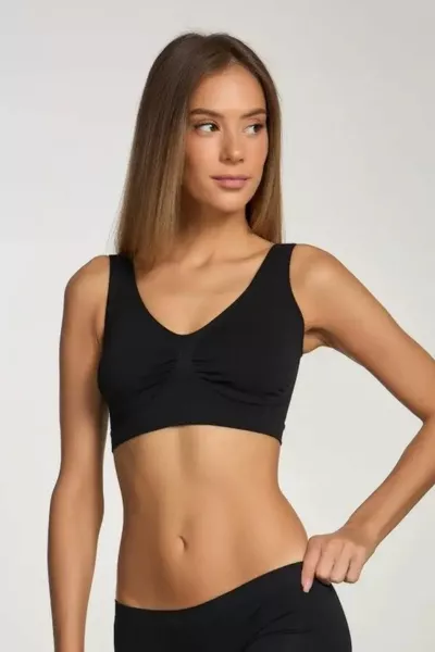 حمالة صدر مشد Panax ضد الترهل، لا تظهر العلامات، حمالة صدر بلا خياطة مع وسادة، اللون أسود