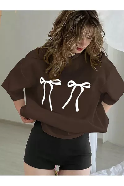 T-shirt oversize girocollo in cotone unisex uomo/donna con nastro colorato e stampa speciale