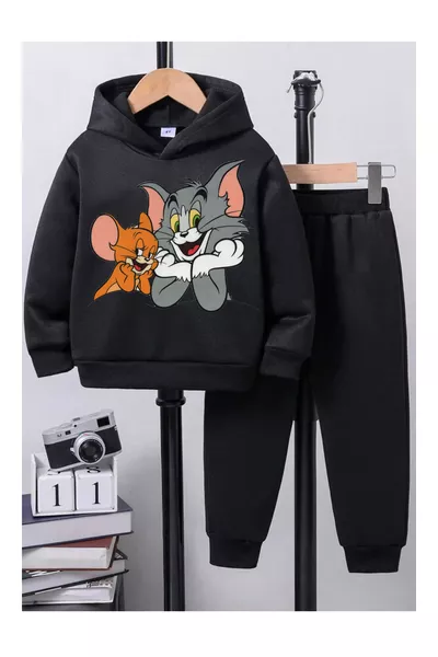 Tom and Jerry Printed Children's Tracksuit Set, 2-Ply Fleece