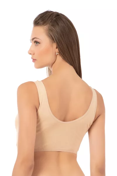 Özkan  Дамски потник от % памук с рипс, без подплънки, без тел, с дебели презрамки, половин дължина