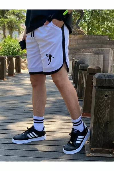 Мужские белые спортивные шорты для баскетбола и футбола с полосками, для фитнеса, спорта, бега