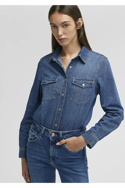 Chemise en jean Merida Real Blue foncé ajustée / Coupe près du corps 