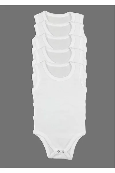 مجموعة 5 قطع من بدي للأطفال الأبيض قطن