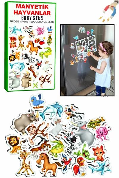 حيوانات مغناطيسية تعليمية للثلاجة - لعبة تعليمية مغناطيسية