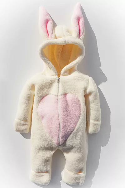 Plüsch-Winter-Strampler mit Reißverschluss für Mädchen, Jungen und Kinder mit Hasenmotiv