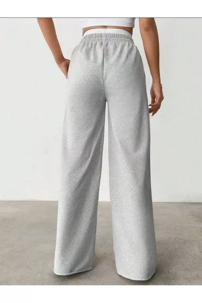 Pantaloni sportivi unisex oversize in doppio filo con vita elastica e gamba larga