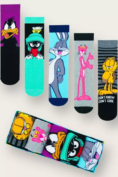 Unisex Colorful 5-Pack Cartoon Character Socks