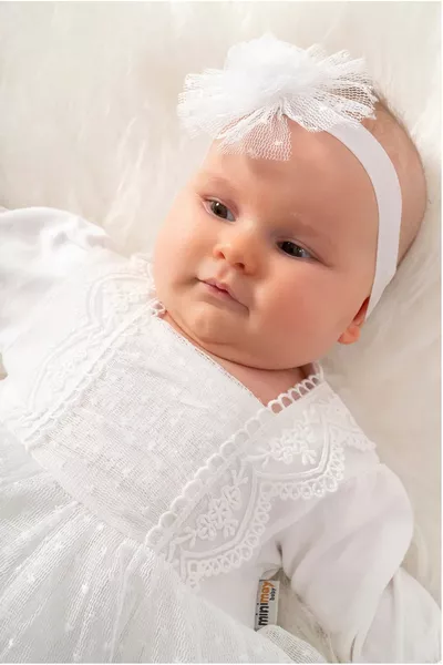 فستان مولود فتاة مع مزيج مولود فرنسي بالدانتيل، طقم مولود للأطفال