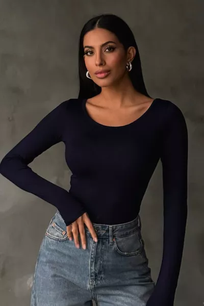 Dames Navyblauw Prinsessenhals Blouse