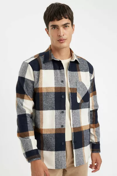 Regular Fit Plaid Lumberjack Flannel Long Sleeve Shirt au
