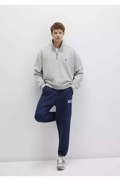 بدلة رياضية رجالية باللون الأزرق الداكن  بأرجل مطاطية