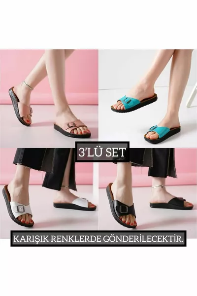 Lot de 3 sandales pour femmes antidérapantes pour la rue, la plage, la baignade et un usage quotidien en été