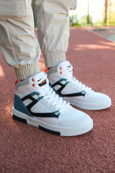 حذاء رجالي مريح نوع سنيكر بوت  أبيض نفطي