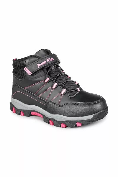  Bottes pour filles sportives à scratch noir - fuchsia