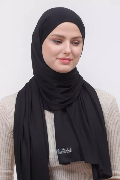 Black Plain Jersey Hijab