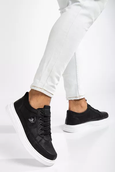 Erkek Siyah Günlük Esnek Rahat Dikişli Hafif Poli Taban Yürüyüş Garantili Spor Ayakkabı