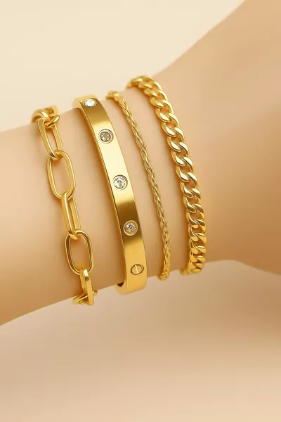 سوار مجموعة مطلي بالذهب