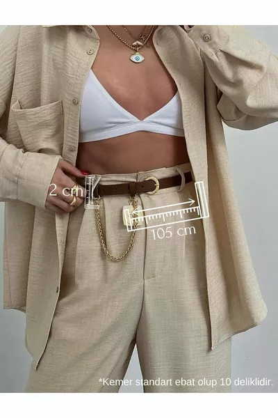 حزام نسائي بتفاصيل قلادة سلسلة ملكية، حزام للسترة، حزام للفستان، حزام للقميص