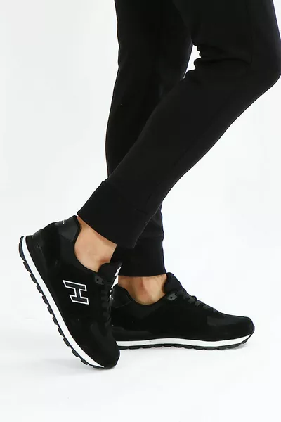 Peru Echtes Leder Schwarze Herren Sportschuhe