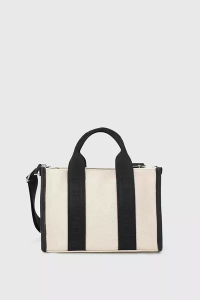 حقيبة يد نسائية كريمية من القماش كتف عبر الجسم