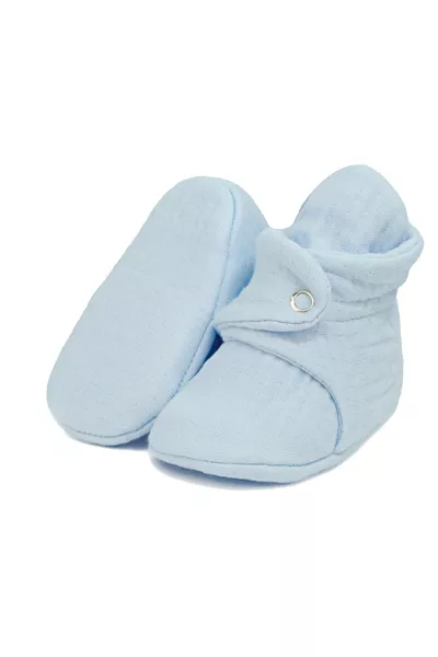 نعال طفل من القطن العضوي موسلين، حذاء للرضع، أزرق