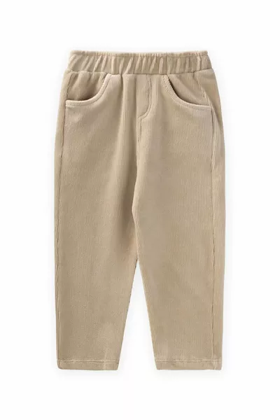 Ribbed Velvet Pants 1-8 Years Beige