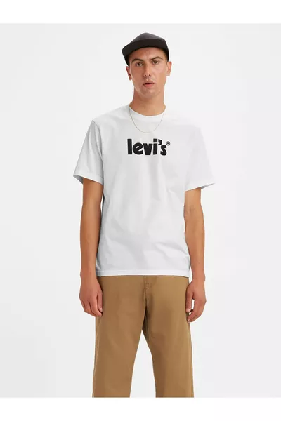 تيشيرت رجالي أبيض بقصة مريحة 