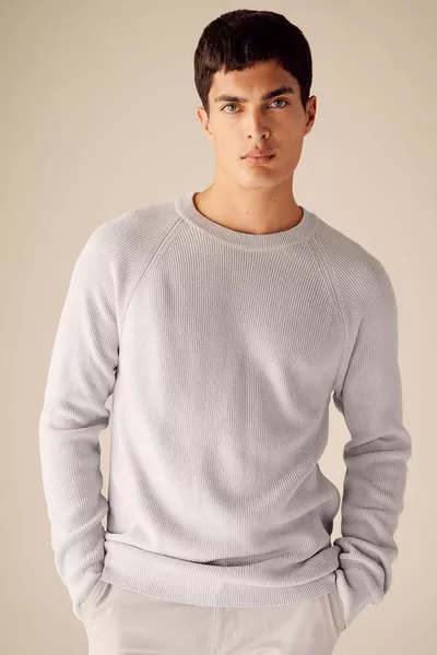 سترة تريكو بسيطة بياقة دائرية، قصّة عادية، مقاس قياسي SP