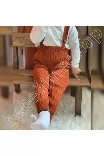 Sleeveless Knit Leggings for My Baby - Baby Overall Knit Leggings - Overall Knit Pants / Brick